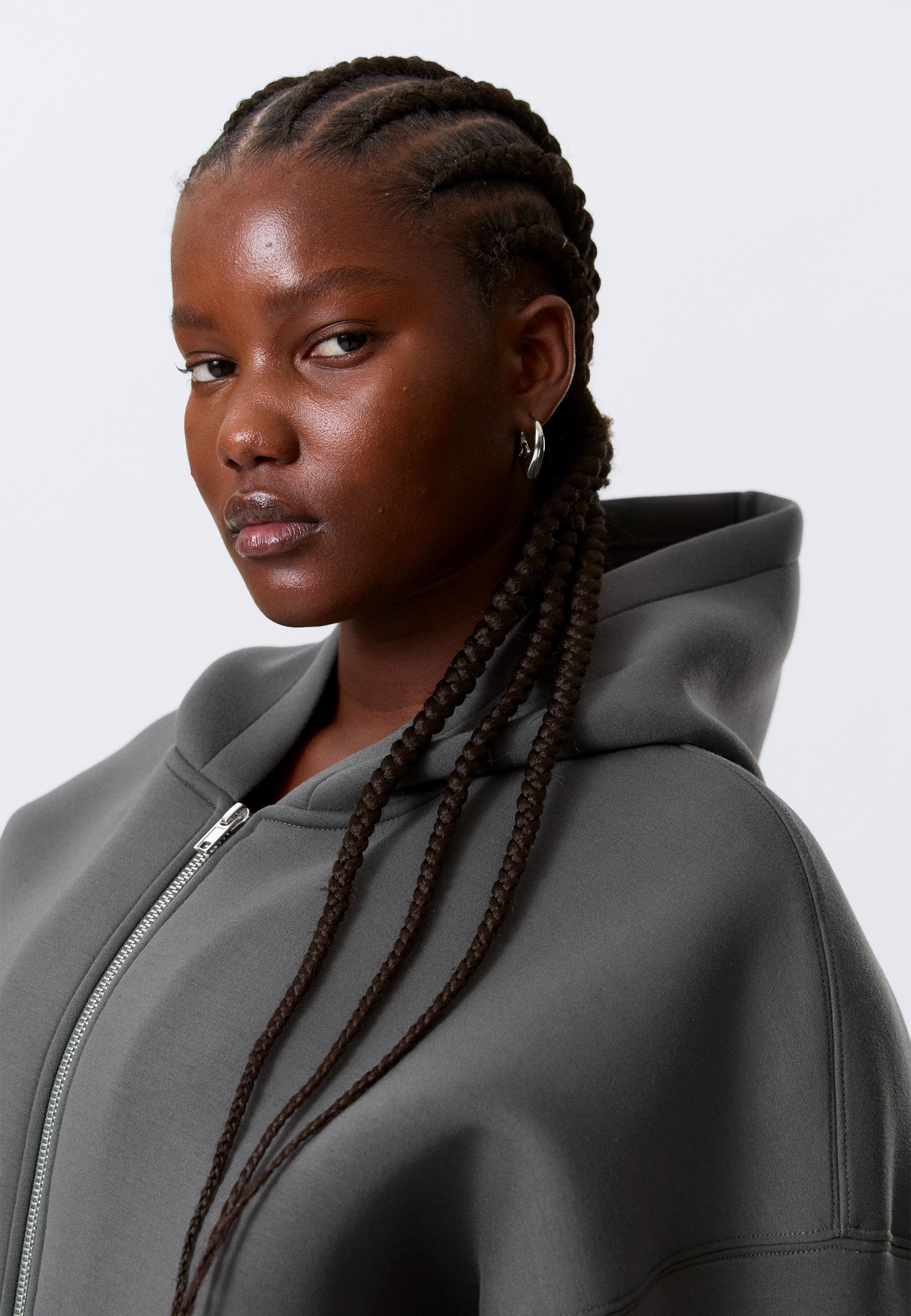 Weekday ZIP HOODIESCUBA - Zip-up sweatshirt - grey dark/grey