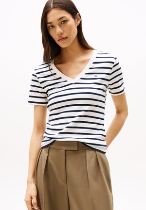 Tommy Hilfiger SLIM CODY V NECK - T-shirt basique - breton dark night navy