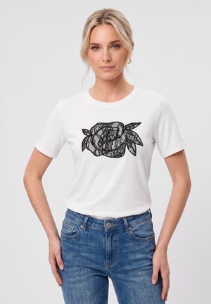 Anna Field, LACE DETAIL - T-shirt imprimé - white