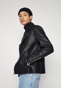 Only & Sons ONSASHER BIKER  - Faux leather jacket - black