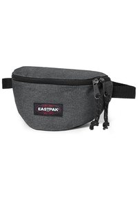 Šedá látková ledvinka zaobleného tvaru se zipovým uzávěrem, dvěma popruhy na tažení a tištěným logem Eastpak na přední straně. Černý nastavovací popruh.