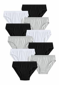 Zehn Paar Baumwollslips in Schwarz, Weiß und Grau, mit einem elastischen Bund und dezentem Logo sowie einem klassischen Schnitt.