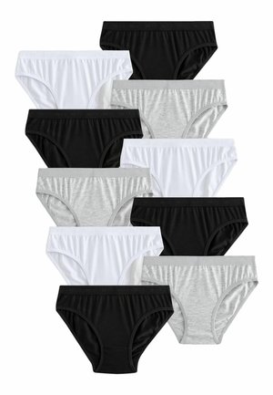 Dieci paia di slip in cotone nei colori nero, bianco e grigio, con elastico in vita con un logo discreto e un design classico.