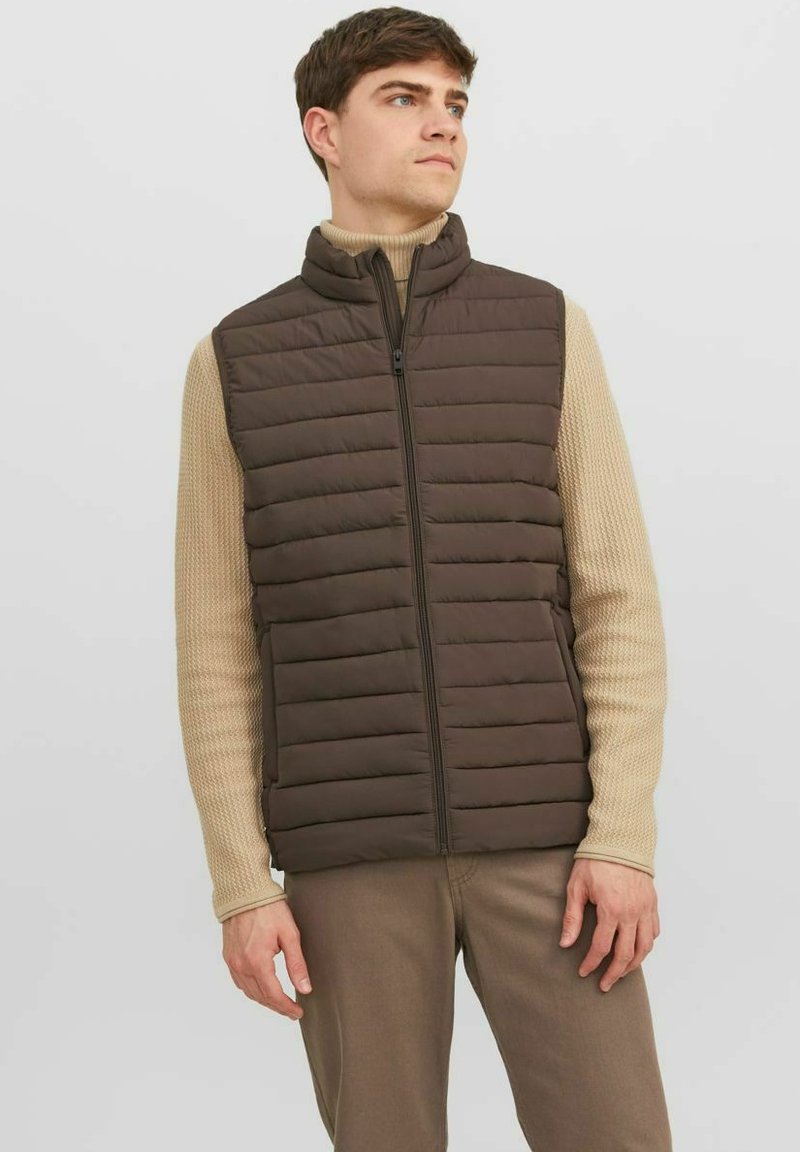 Jack & Jones PREMIUM ERECYCLE BODYWARMER - Waistcoat - seal brown