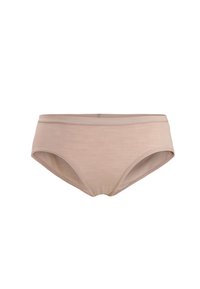 Beige cotton underwear with a mid-rise design, soft texture, and elastic waistband. No patterns or visible hardware details.