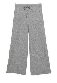 Breddegrå sweatpants lavet af blødt stof, med en elastisk talje og snøring, samt sidelommer. Simpelt, ensfarvet design.