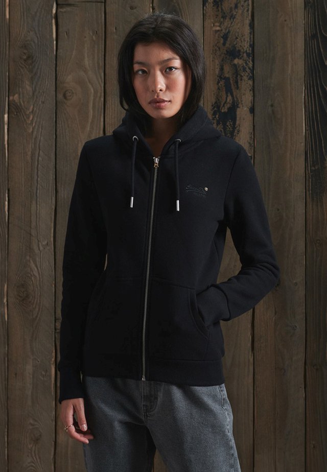 ORANGE LABEL ZIP HOODIE - Hoodie met rits - black