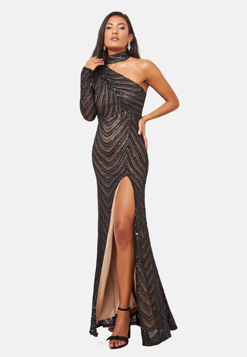 Goddiva ONE SHOULDER SEQUIN MAXI DRESS Ballkleid black/schwarz