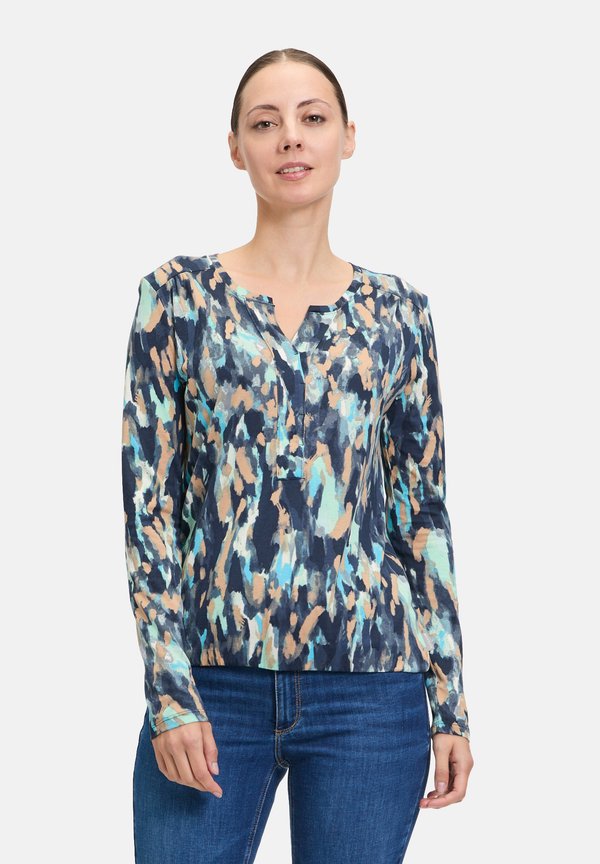 MIT GUMMIZUG - Bluse - blau camel