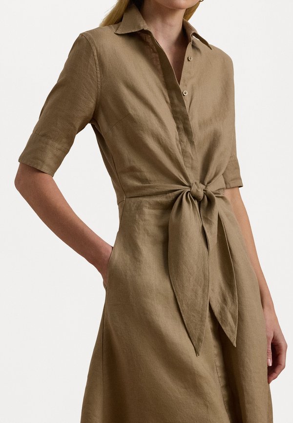 SOFT DRAPEY LINEN DRESS - Shirt dress - madison tan2