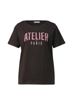 Street One, T-SHIRT MIT RUNDHALS UND FRONTPRINT - T-shirt imprimé - black coffee