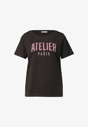 Street One, T-SHIRT MIT RUNDHALS UND FRONTPRINT - T-shirt imprimé - black coffee