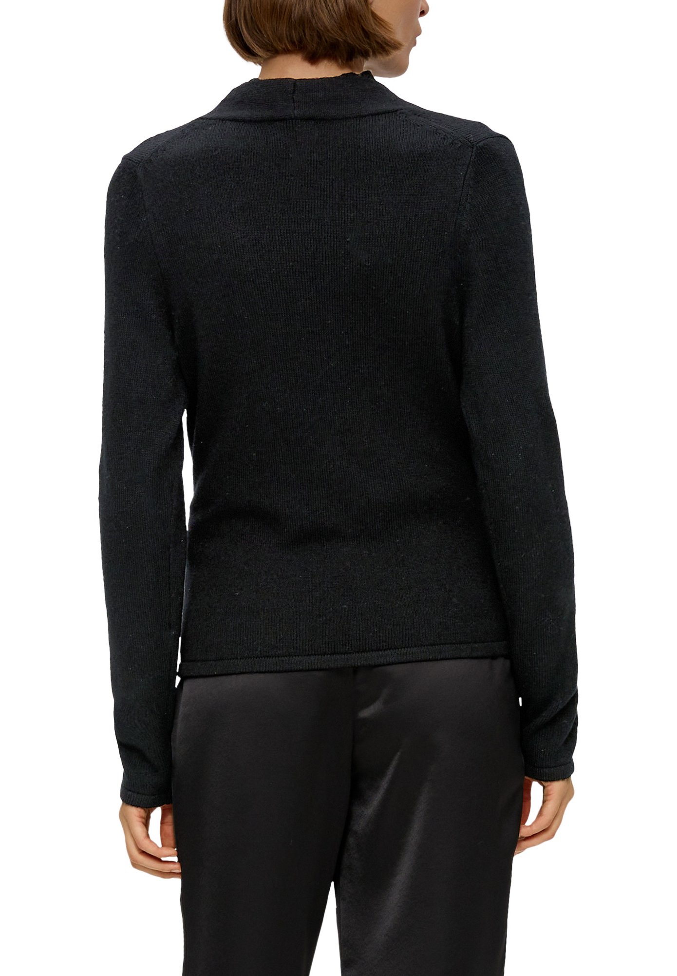S.Oliver BLACK LABEL Damen Pullover In Wickeloptik, Slim Fit, Elastisch – Farbe BLUE GREEN, Größe 38