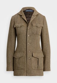 LINEN BLEND HERRINGBONE MOCKNECK JACKET - Σακάκι - brown/cream