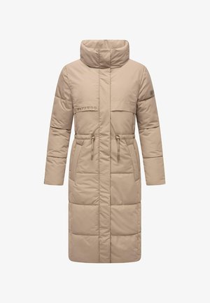 Bežna napihnjena bunda z visokim ovratnikom, zožanim pasom in dvema sprednjima žepoma. Ima prešito zasnovo in minimalno označevanje na prsih.