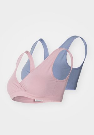 Bralette-Set aus Baumwollmischung in Pink und Blau, mit breiten Trägern, einem Wickeldesign und weicher Textur. Enthält minimale Nähte für mehr Komfort.
