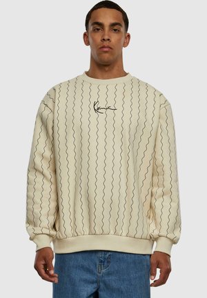 Karl Kani SMALL SIGNATURE ZICZAC PINSTRIPE CREW - Sweater - offwhite black