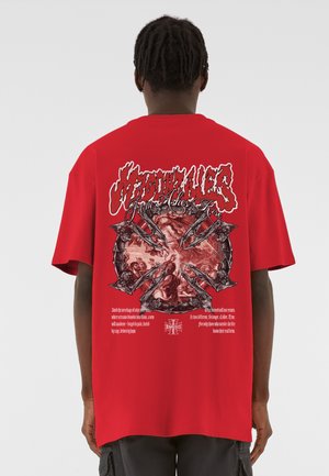 HEAVY OVERSIZED TEE - ORNAMENT OF ASHES - Nyomott mintás póló - cityred