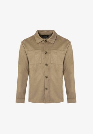 Kohvitooni söde jakk, millel on kraega kaelus, esine nupulukuga ja kaks rinna taskut. Pikkade varrukatega, millel on nupukinnitused.