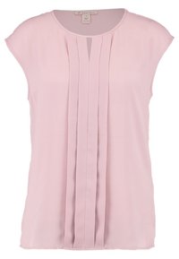 Blush pink bluse med korte ærmer. Har et plisseret design foran og en rund halsudskæring. Fremstillet af let og svævende stof.