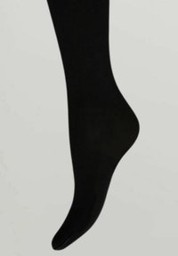 Schwarze blickdichte Strumpfhosen mit glatter Textur, klassischem Design und spitz zulaufender Zehenpartie. Ideal für vielseitige Stylings und den täglichen Gebrauch.