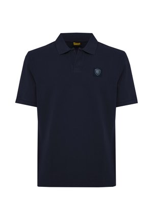 Marineblauw polohemd met korte mouwen, kraag en een klein Blauer-logo op de linkerborst.