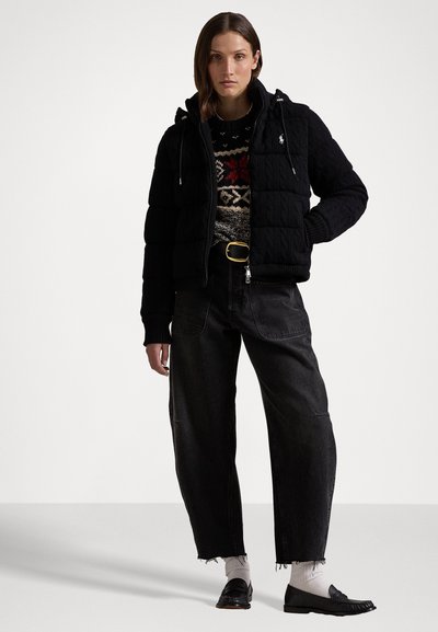 Polo Ralph Lauren CABLE KNIT HOODED DOWN COAT - Páperová bunda - black
