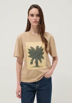 OVS, T-shirt print - brown yellow
