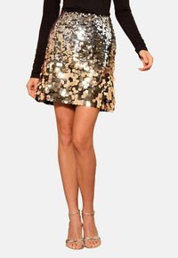 REGULAR FIT - SEQUIN - Fustă în formă de A - gold silver