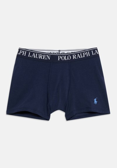 Μπλε σκούρα ανδρικά μποξεράκια με το λογότυπο Polo Ralph Lauren στη μέση και μικρό κεντημένο λογότυπο αλόγου στο αριστερό πόδι.