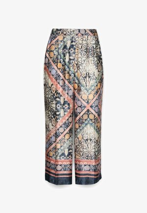 Tulipanssit, joissa on monivärinen geometrinen kuvio, kukkakuviot ja abstraktit designs, valmistettu kevyestä kankaasta, sileä tekstuuri.