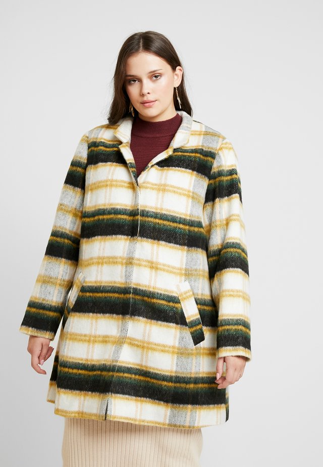 CHECKED COAT - Kåpe / frakk - off-white/green/yellow