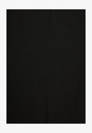 Black fabric with a smooth texture, uniform color, and no visible patterns or embellishments. Suitable for various designs.
