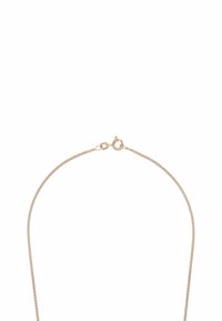 Collar de cadena en tono dorado con una textura fina y suave y un simple cierre redondo. Presenta un diseño delicado y flexible, adecuado para superponer.