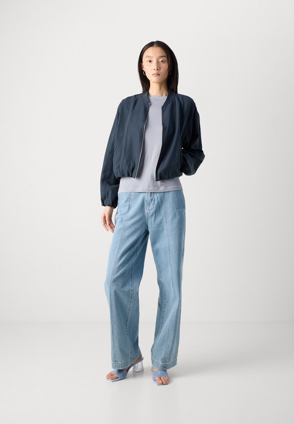 INDOOR JACKET BLOUSON STYLE CROPPED LENGTH, ELASTIC CUFFS COLLAR ZIPPER - Bomber Jacket3