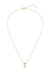 Guldpläterat halsband med en delikat kedja, med två hängande charmar formade som siffran "22". Slät textur och minimalistisk design.