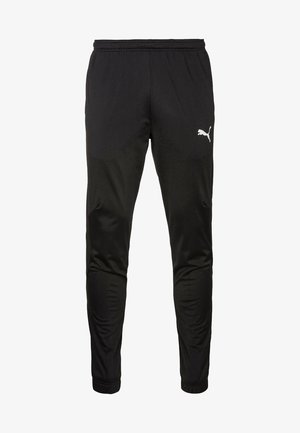 Pantaloni atletici neri realizzati in un tessuto liscio, con vestibilità affusolata, vita elastica e logo bianco Puma in accentuazione sulla coscia sinistra.