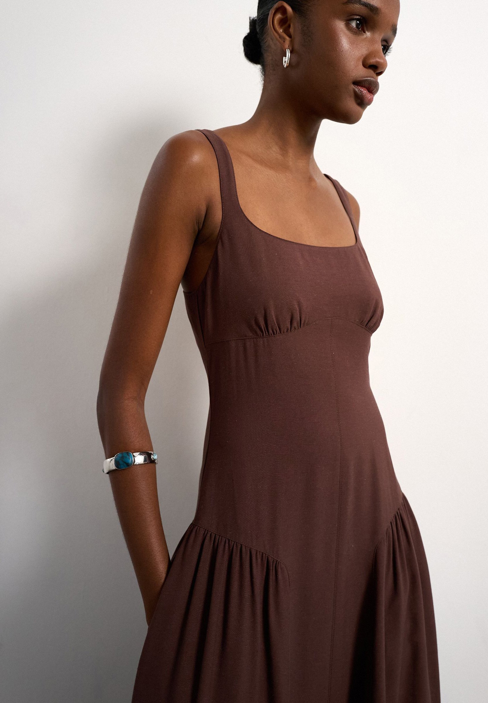 Topshop TSSVEA SL MAXI DRESS WVN - Maxi dress - chocolate brown