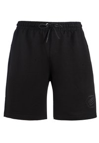 Zwarte sportieve shorts van zacht stof, met een elastische tailleband met een trekkoord en zijzakken. Inclusief een subtiele logo-accent.