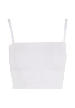 Cropped top bianco con spalline sottili regolabili e dettagli delle cuciture discreti sul fronte.