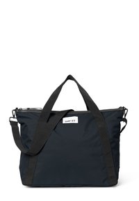 Dunkelblaue Tasche mit zwei stabilen schwarzen Trägern und einem Reißverschluss oben. Das Markenlabel "DAY ET" ist auf der Vorderseite sichtbar.