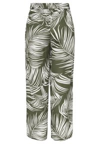 Groene en witte, gestreepte broeken gemaakt van lichte stof, met een palmbladmotief, relaxte pasvorm en elastische taille.