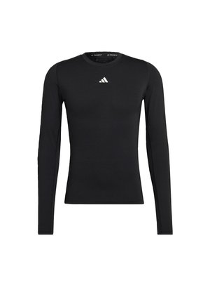 Czarna, długosleeve'owa, sportowa koszulka wykonana z elastycznego materiału. Posiada okrągły dekolt oraz białe logo na piersi. Gładka tekstura.