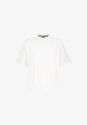 Plain white oversized short-sleeve t-shirt with crew neckline, displayed on a white background.