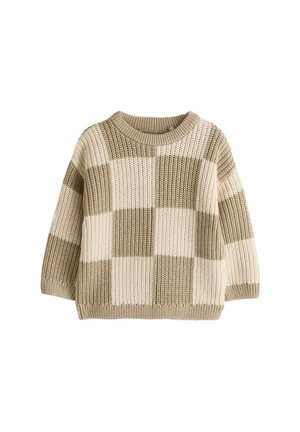 Next, KNITTED CREW NECK JUMPER - Svetrík - neutral checkerboard