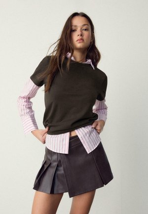 T-shirt basic - mottled brown