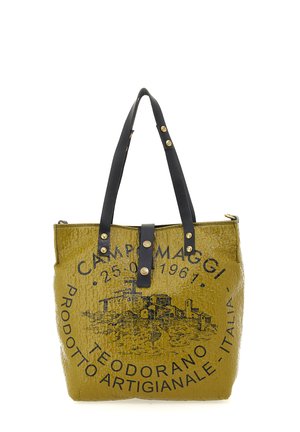 GENZIANA - Borsa a mano - oliva stropicciato nero stampa nera