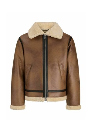 Jack & Jones, AVIATOR JACKET PLUS SIZE AVIATOR JACKET - Veste en similicuir - toffee