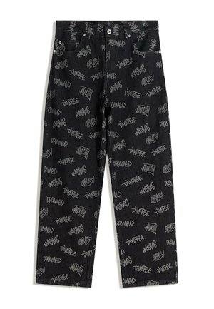 JACQUARD - Egyenes szárú farmer - black