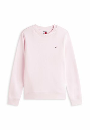 Lys pink sweatshirt med rund halsudskæring og ribbede manchetter. Har et lille broderet logo på brystet. Blødt bomuldsstof.